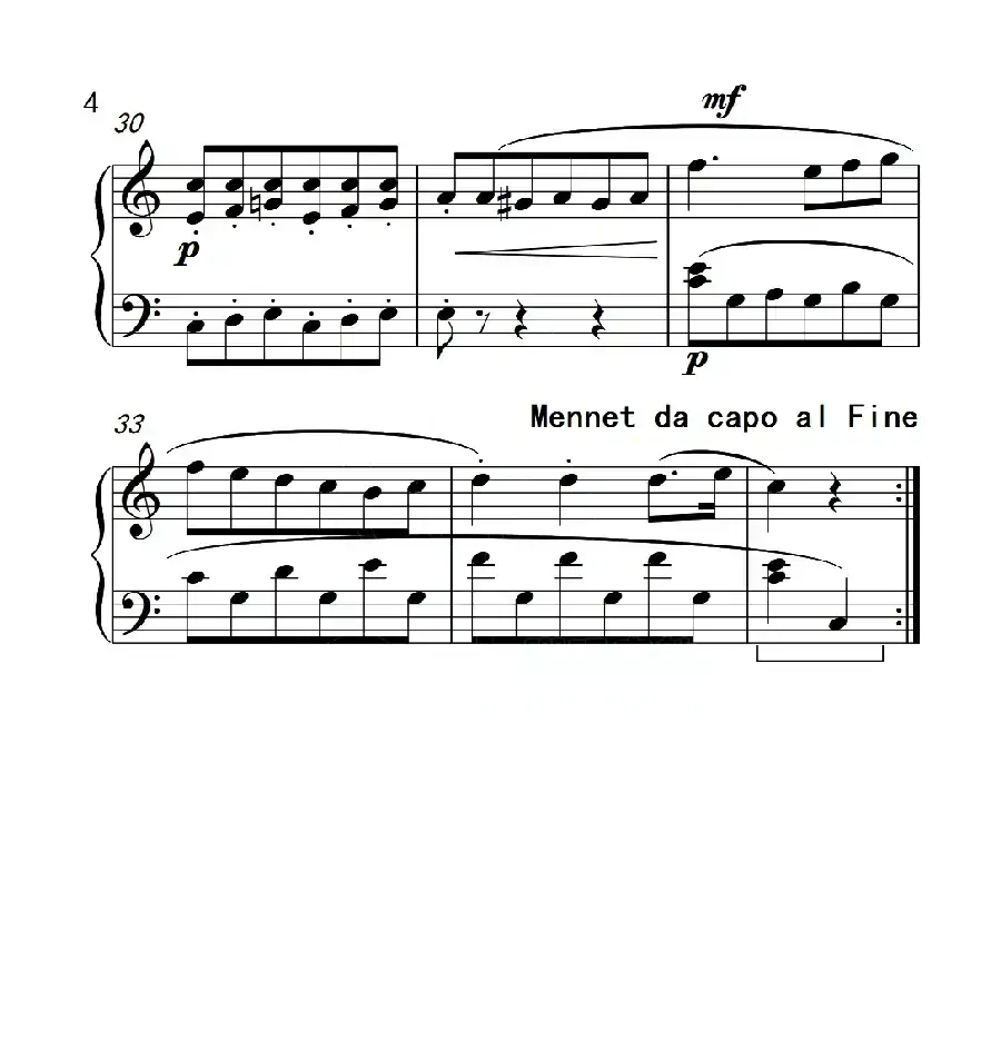 第三级 C大调小步舞曲(中国音乐学院钢琴考级作品1~6级)