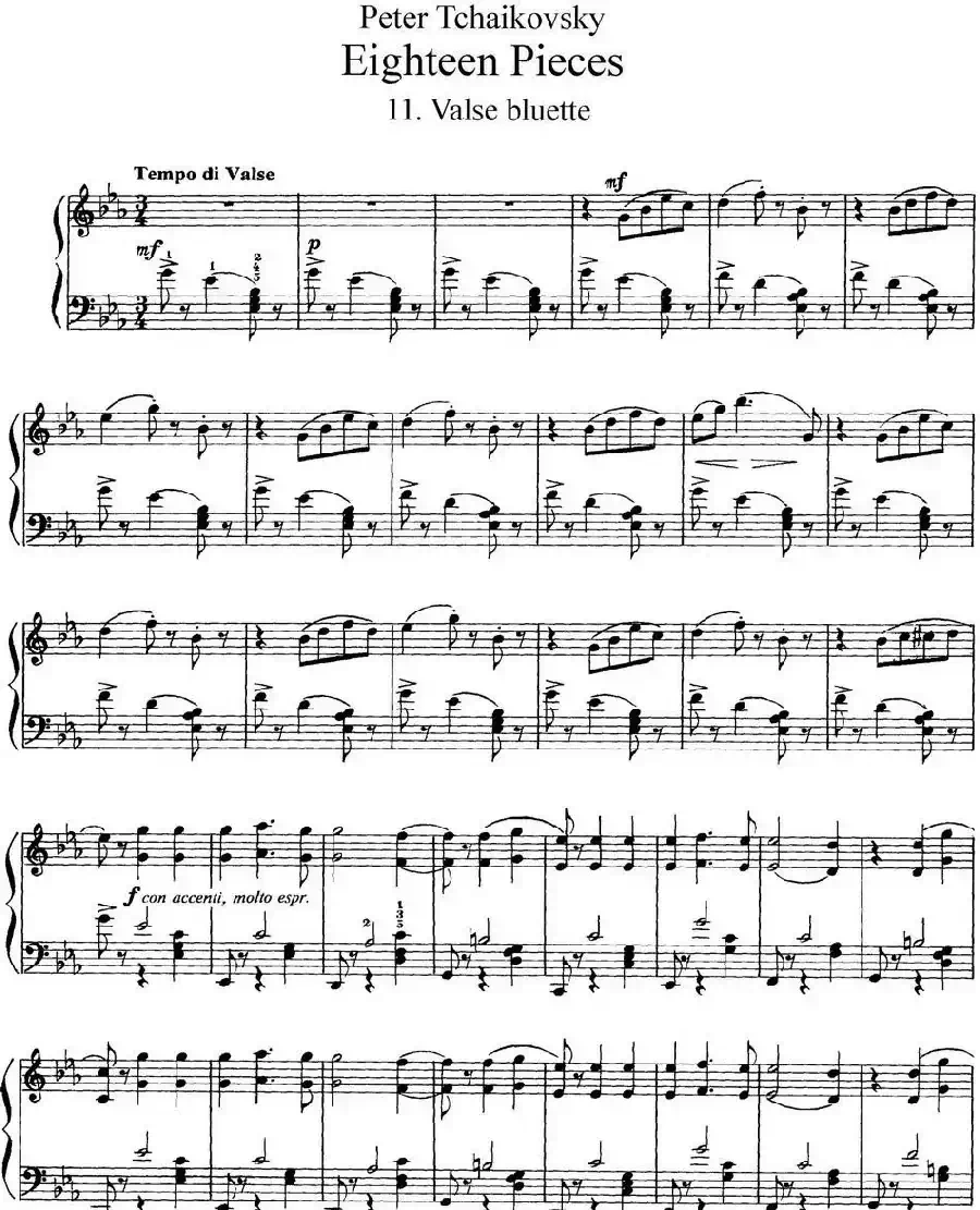 柴可夫斯基18首钢琴小品Op.72（11.Valse bluette）