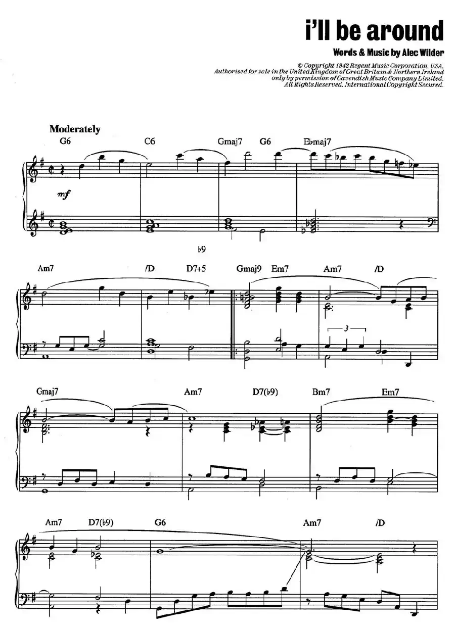 I'll Be Around（爵士钢琴酒吧独奏钢琴谱）