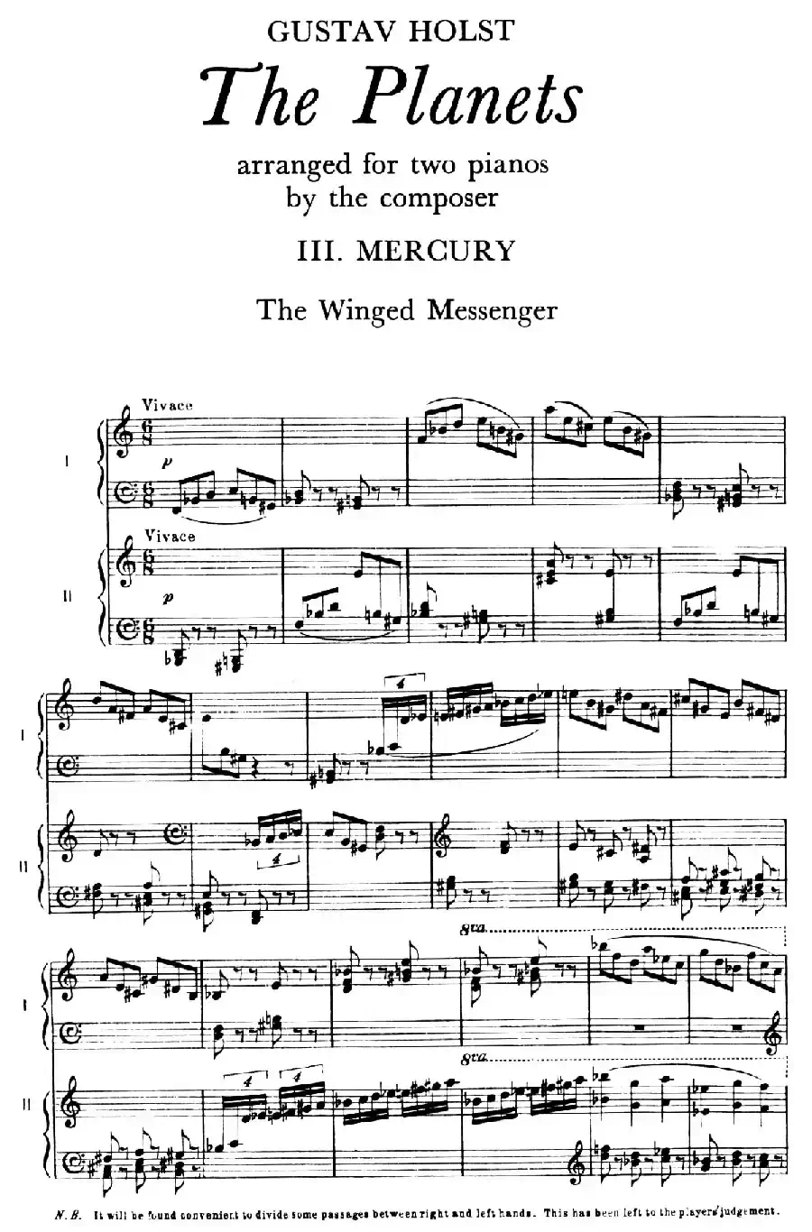 The Planets Op.32（双钢琴）（行星·第三乐章 水星—飞行使者）