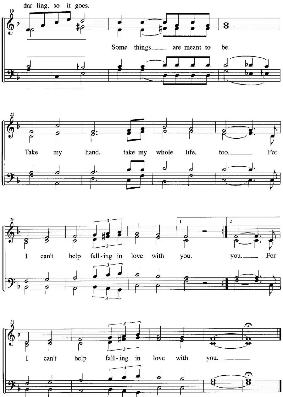 Can't help falling in love（四重奏）