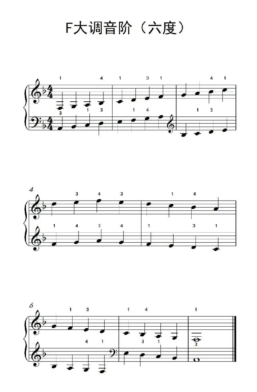 F大调音阶（六度）（儿童钢琴练习曲）