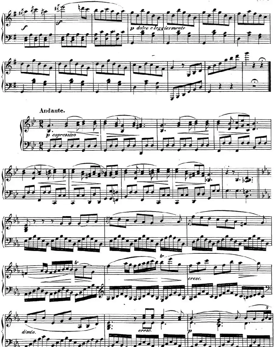 贝多芬钢琴奏鸣曲25 杜鹃 G大调 Op.79 G major