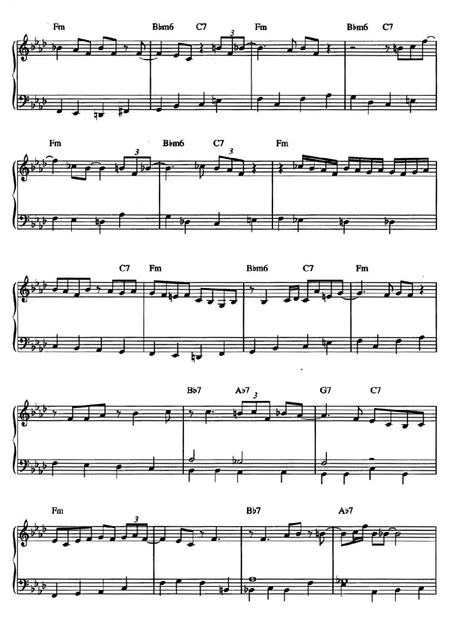 Moanin‘（爵士钢琴酒吧独奏钢琴谱）