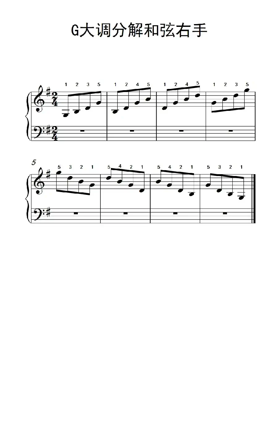 第二级 2.G大调分解和弦右手(中央音乐学院 钢琴(业余)考级教程 1-3级)