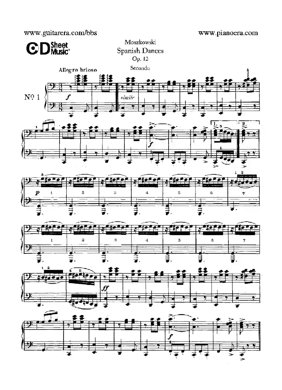 Spanish Dances Op.12（西班牙舞曲·四手联弹版）