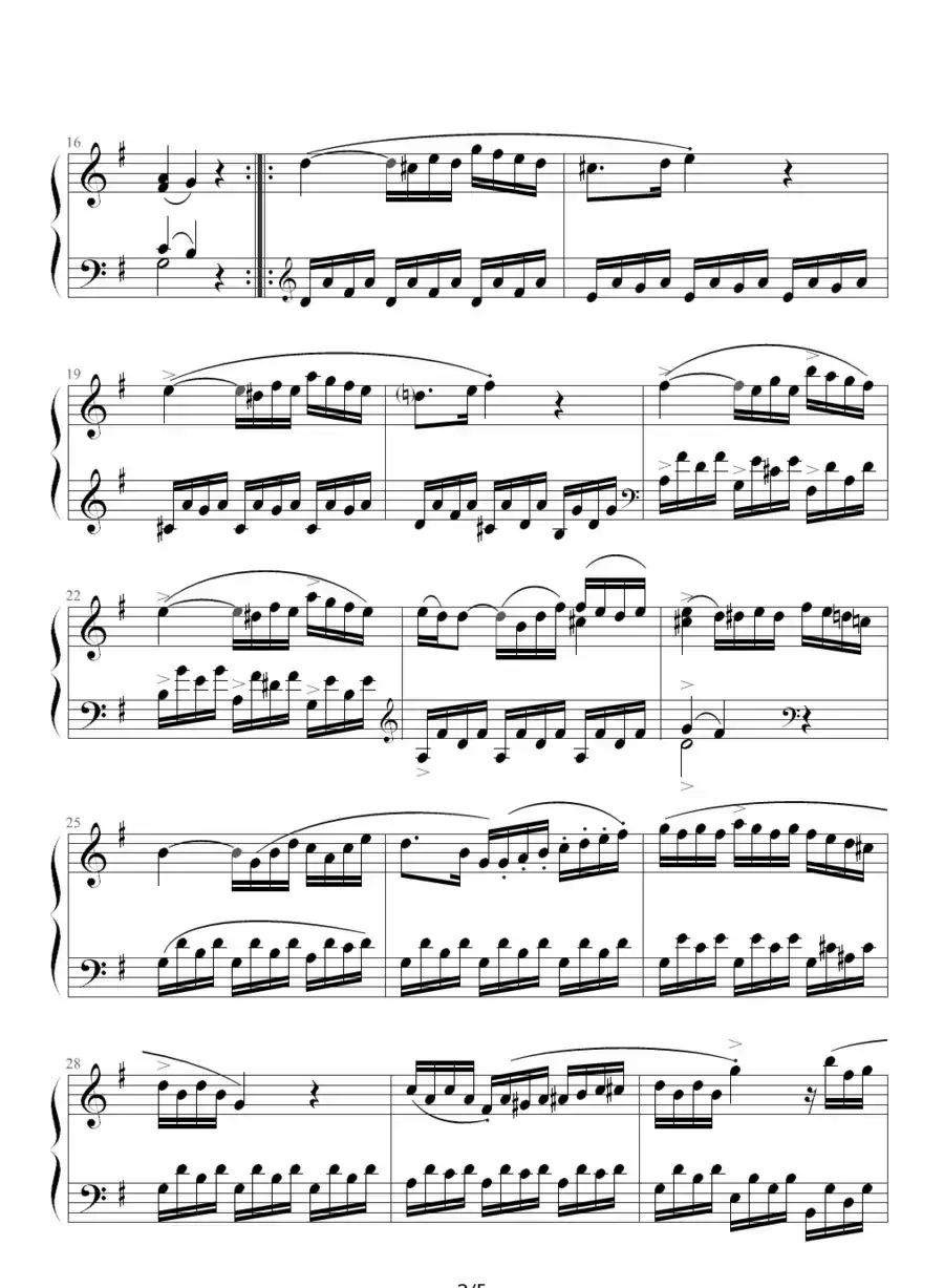 C大调第16钢琴奏鸣曲K.545(第二乐章)