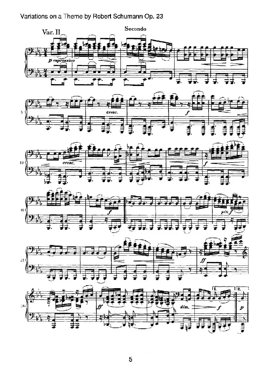 ​Variations on a Theme by Robert Schumann Op.23（舒曼主题变奏曲）（四手联弹）