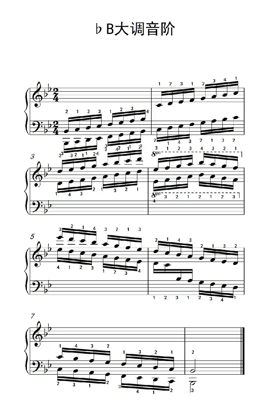 第四级 15.♭B大调音阶(中央音乐学院 钢琴(业余)考级教程 4-6级)