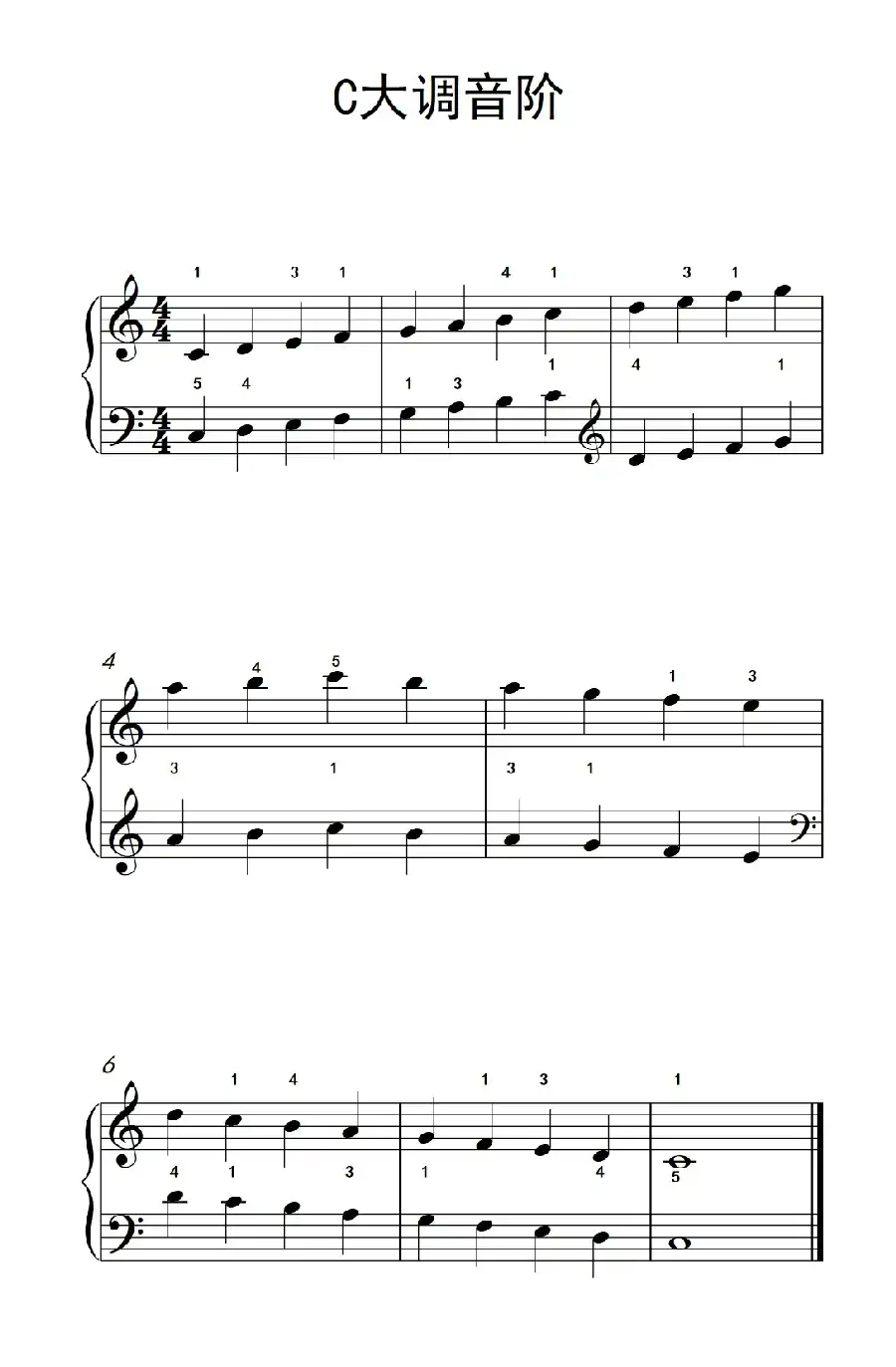 C大调音阶（儿童钢琴练习曲）