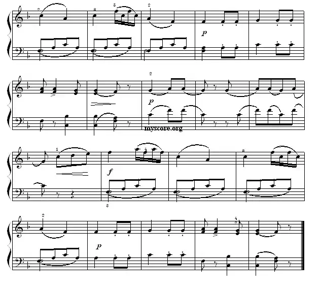 考级初级曲目：F大调小奏鸣曲（第一乐章）