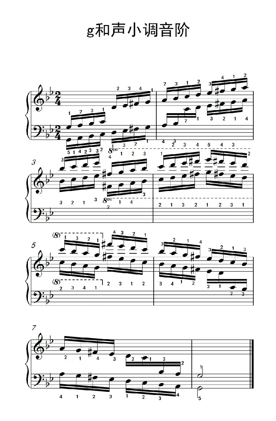 第四级 16.g和声小调音阶(中央音乐学院 钢琴(业余)考级教程 4-6级)