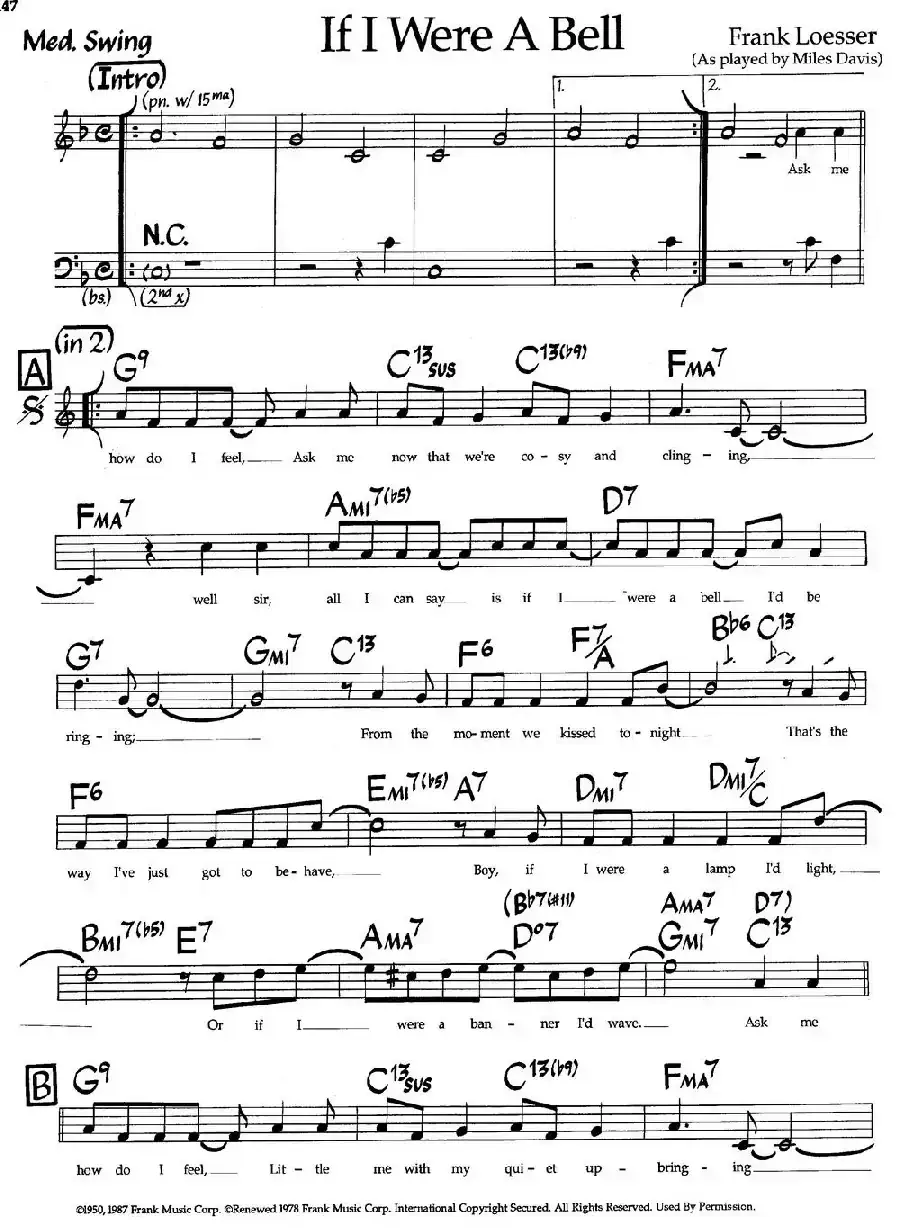 If I Were A Bell(爵士钢琴曲)