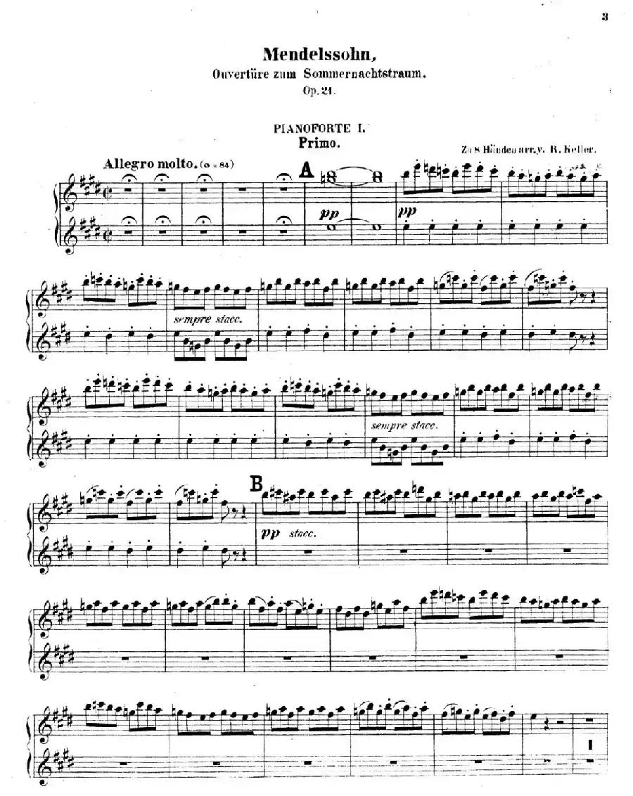 Ein Sommernachtstraum Overture Op.21（仲夏夜之梦序曲·八手联弹版）