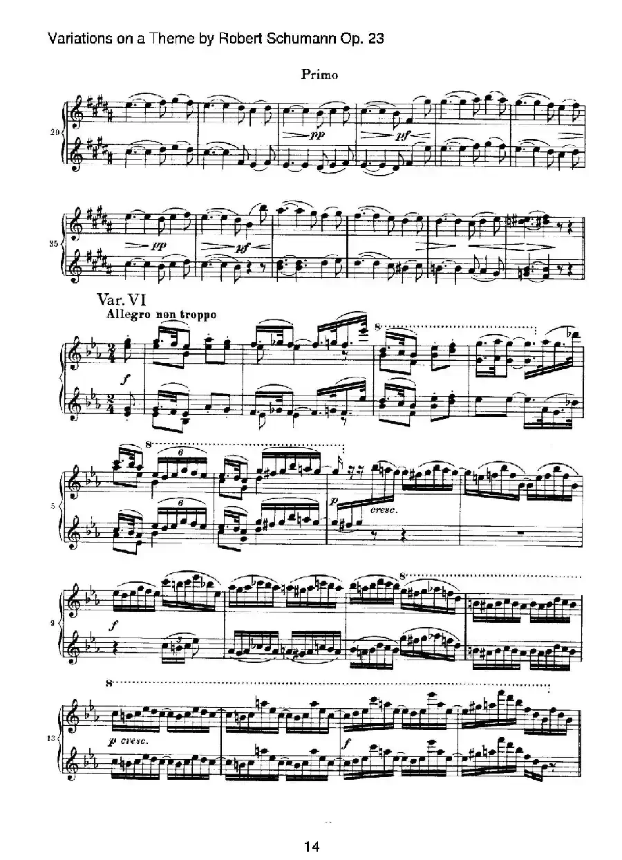 ​Variations on a Theme by Robert Schumann Op.23（舒曼主题变奏曲）（四手联弹）