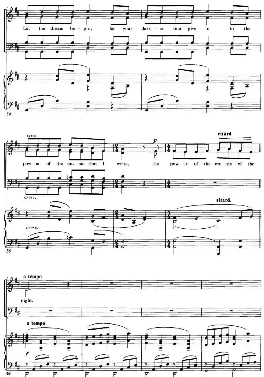Choral Suite from The Phantom of the Opera（3 THE MUSIC OF THE NIGHT、四重奏）