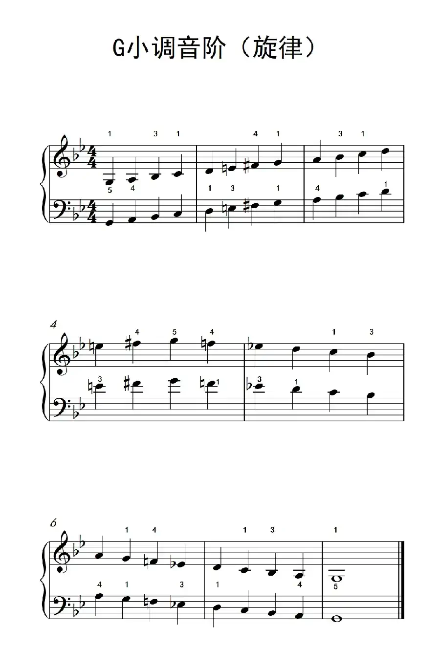 G小调音阶(旋律)(儿童钢琴练习曲)