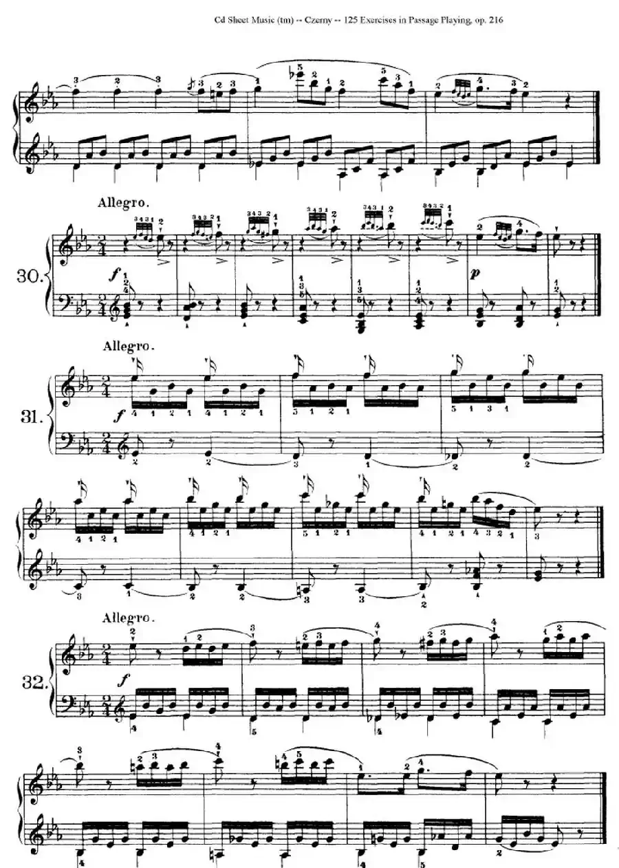 125 Exercises in Passage Playing Op.261（车尔尼125首钢琴短乐句练习曲（22——41））