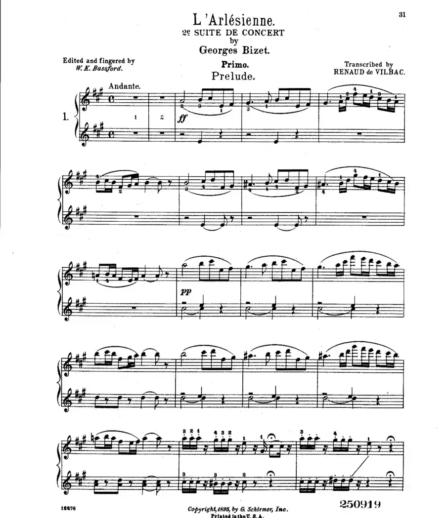 L'Arlesienne Suite No·2（阿莱城姑娘·第二组曲·四手联弹）