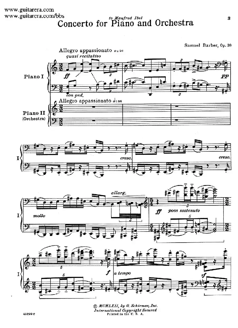 Piano Concerto Op.38（钢琴协奏曲·双钢琴·第一乐章）