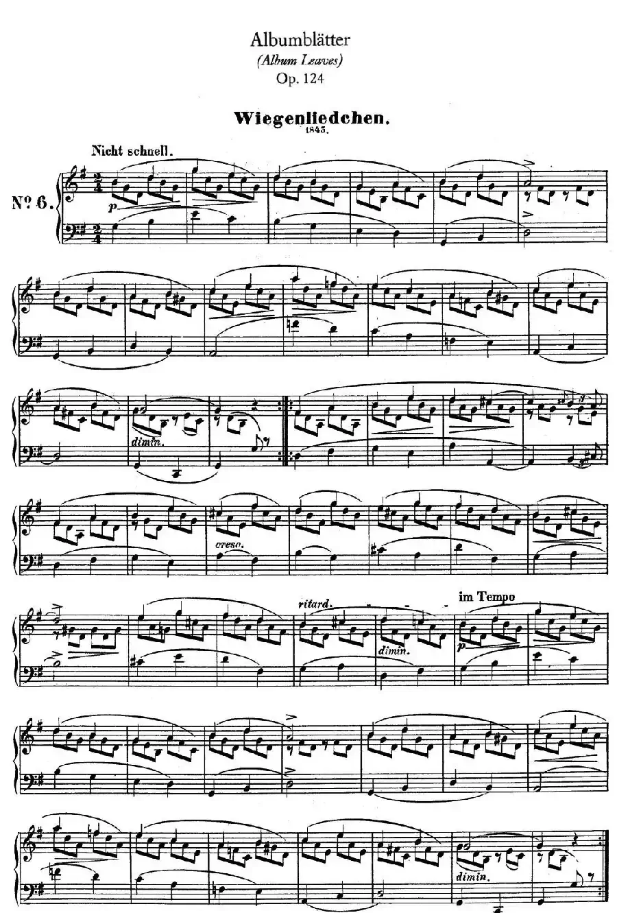 Albumblätter Op.124（纪念册页）（No.6）
