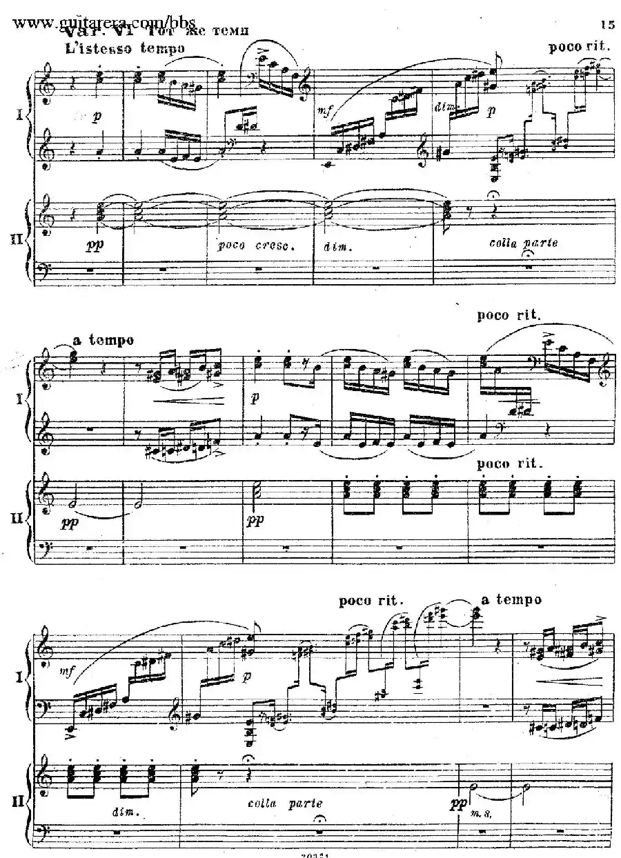 Rhapsody On A Theme Of Paganini Op.43（帕格尼尼主题狂想曲·双钢琴）（P1——20）