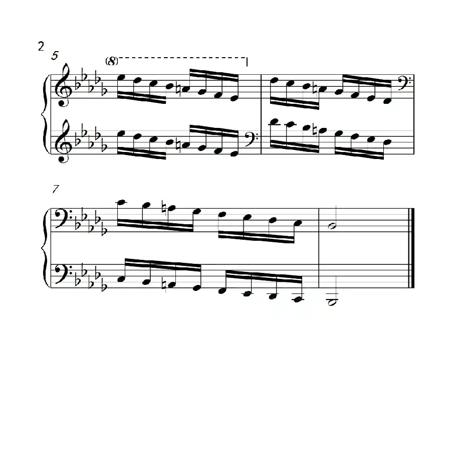 第六级 降b小调音阶（中国音乐学院钢琴考级作品1~6级）