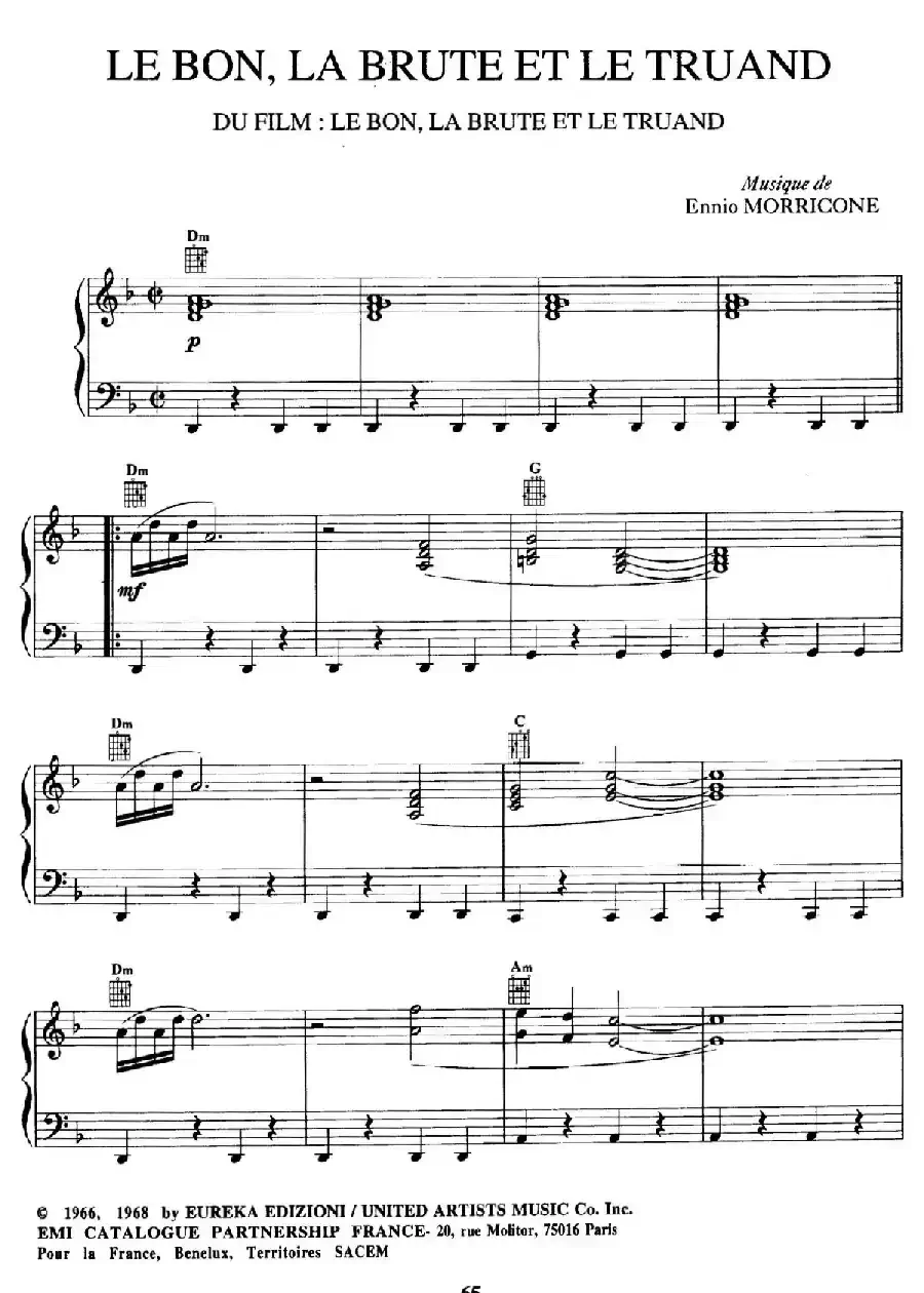 电影配乐大师莫瑞康最佳20首钢琴谱（Best of Ennio Morricone·20）