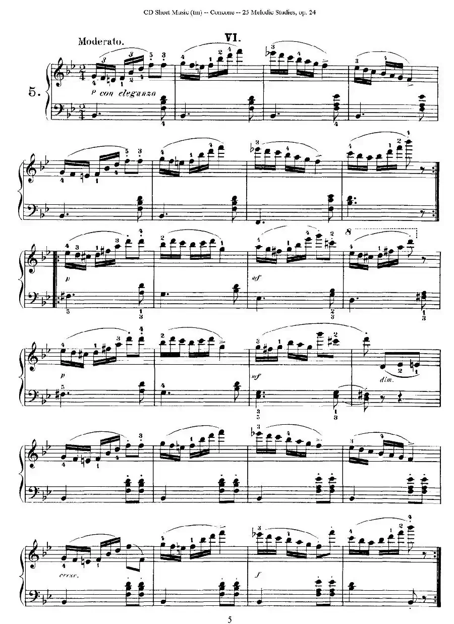 Concone - 25 Melodic Studies easy and progressive（1—5）