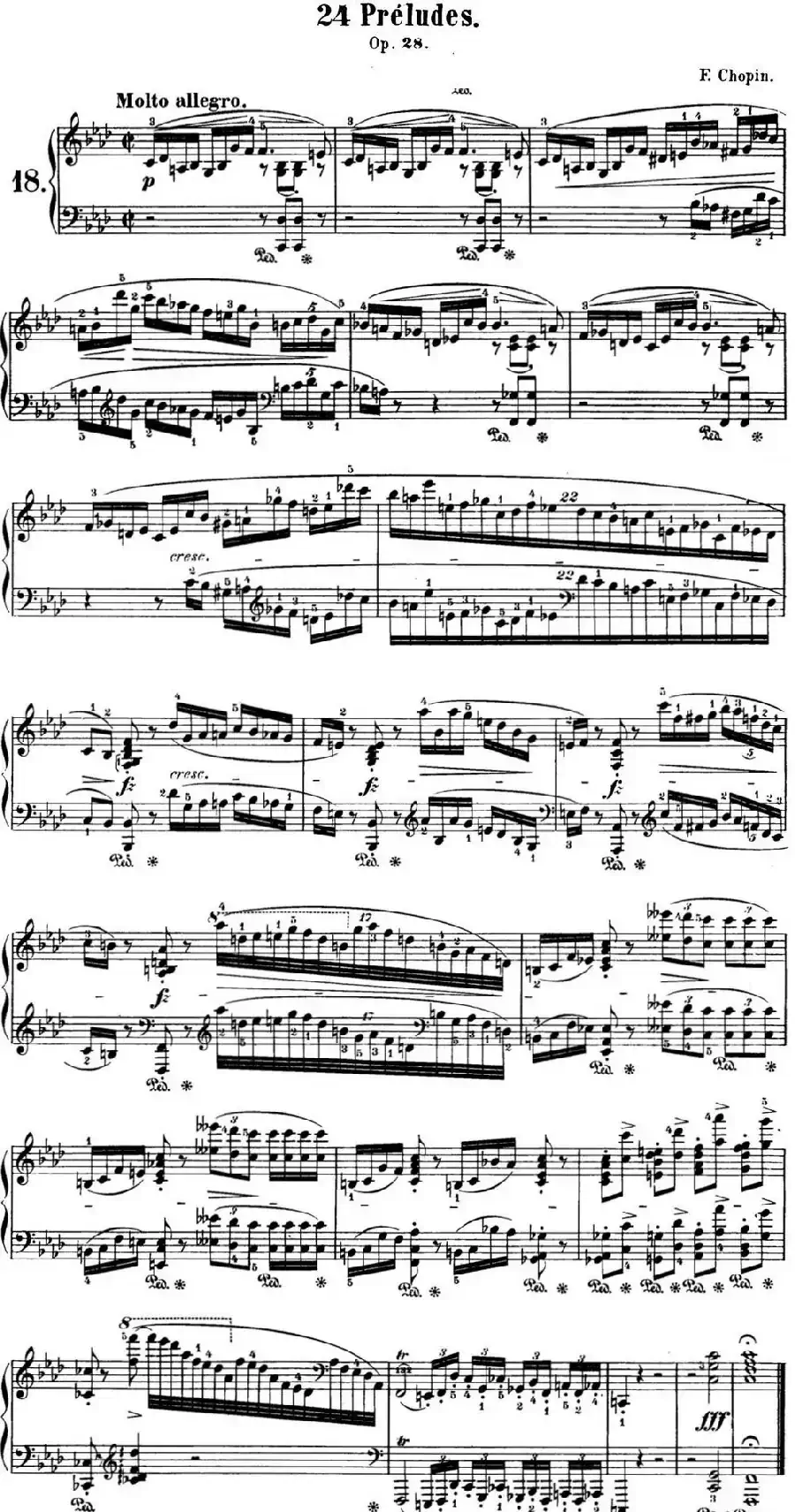 肖邦 24首钢琴前奏曲 Op.28 No.18 F小调