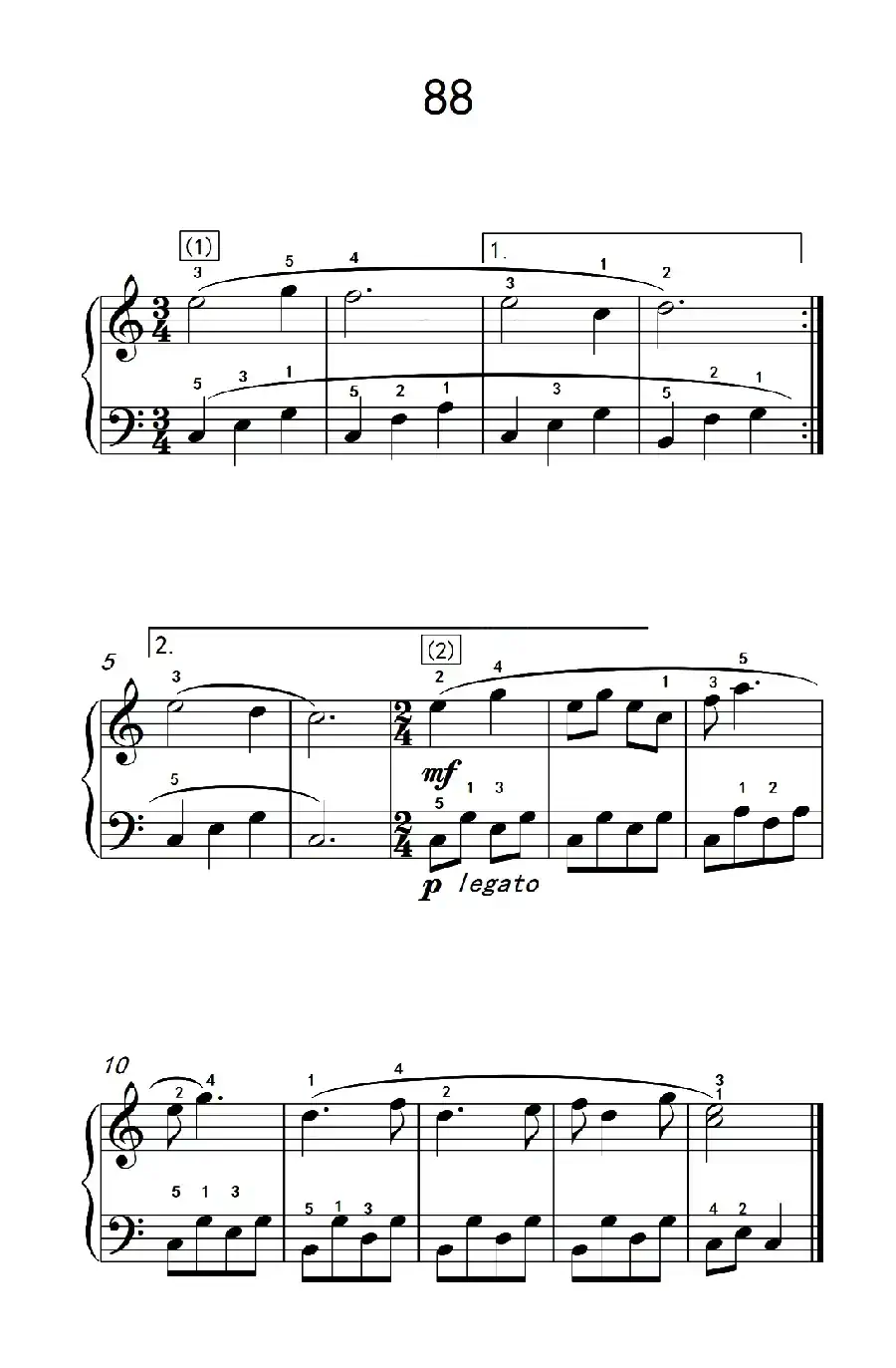 阿尔贝提固定音型伴奏练习 88(儿童钢琴手指练习 2)