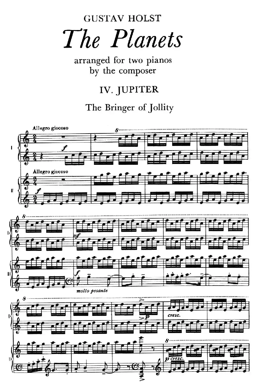 The Planets Op.32（双钢琴）（行星·第四乐章 木星—欢乐使者）