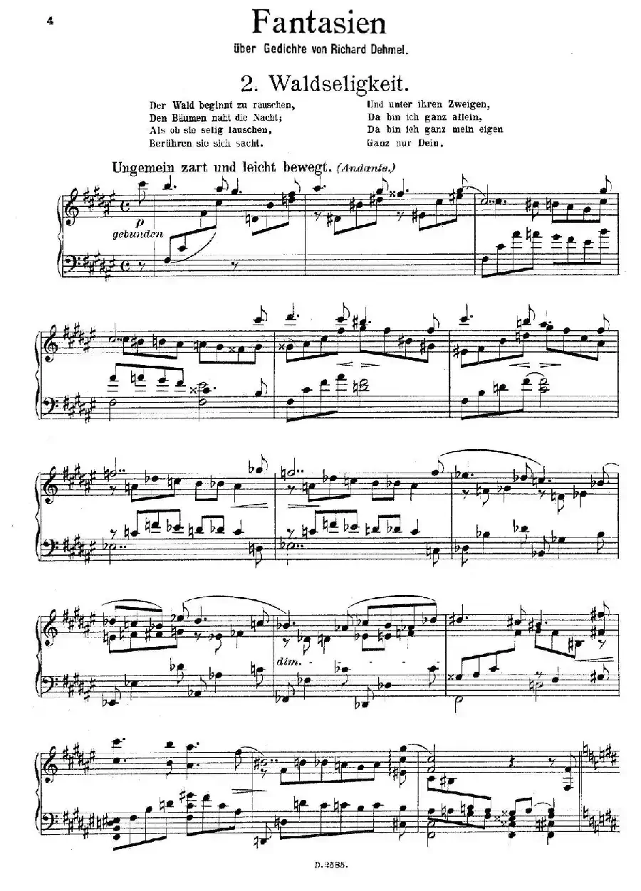 Fantasien über Gedichte von Richard Dehmel Op.9（德默尔之诗幻想曲2. 幸福的森林）