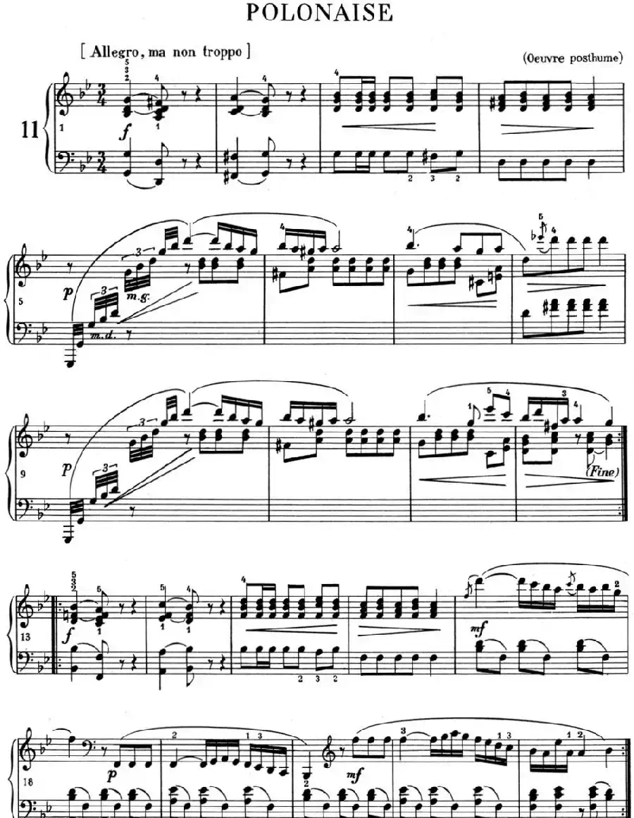 肖邦 波兰舞曲 Op.posth.S.1 No.1 g小调