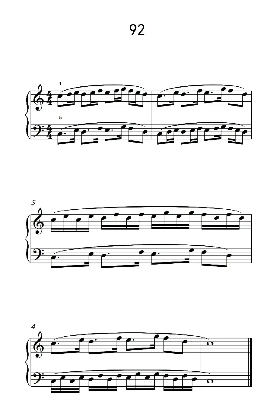 两手不同节奏的练习 92（儿童钢琴手指练习 2）