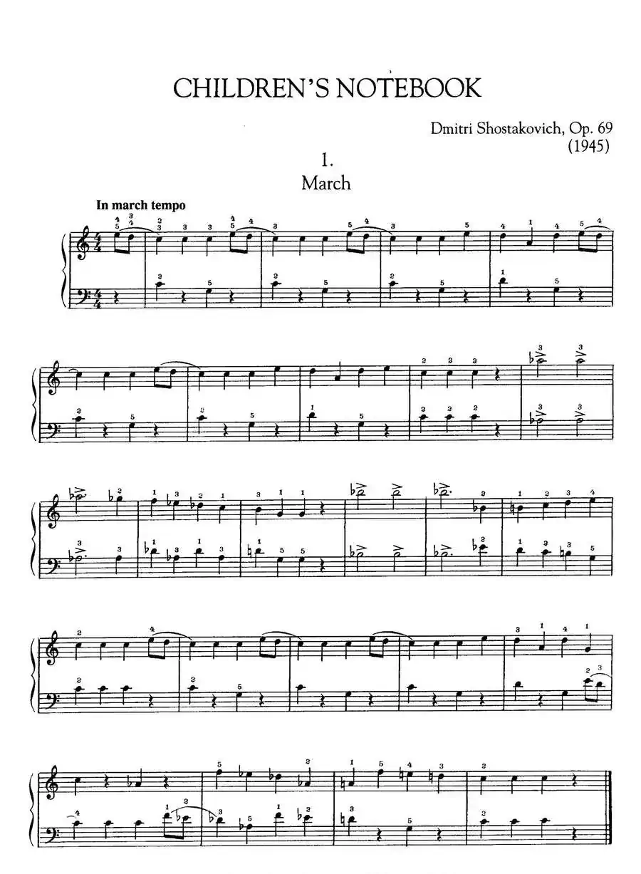Children s Notebook Op.69（儿童钢琴练习曲集）