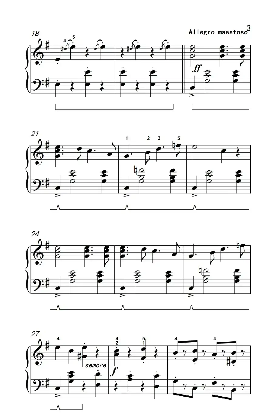 铁匠合唱曲（约翰·汤普森 成人钢琴教程 第二册）