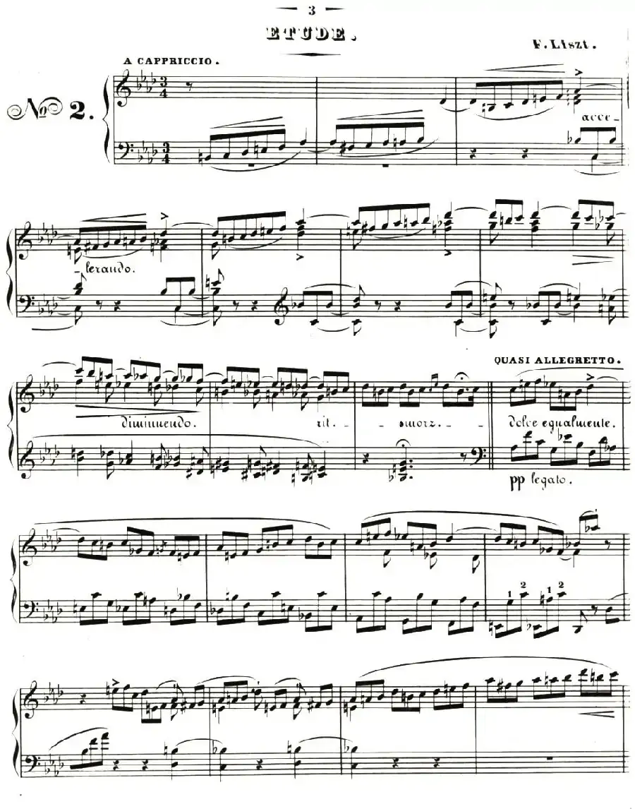 李斯特音乐会练习曲 S144（2 轻盈 f小调 S144 La leggierezza F minor）