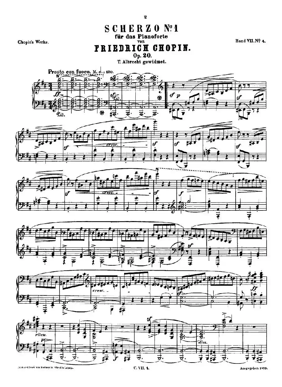 肖邦 钢琴谐谑曲 Chopin Scherzo（No.1 b小调，Op.20）