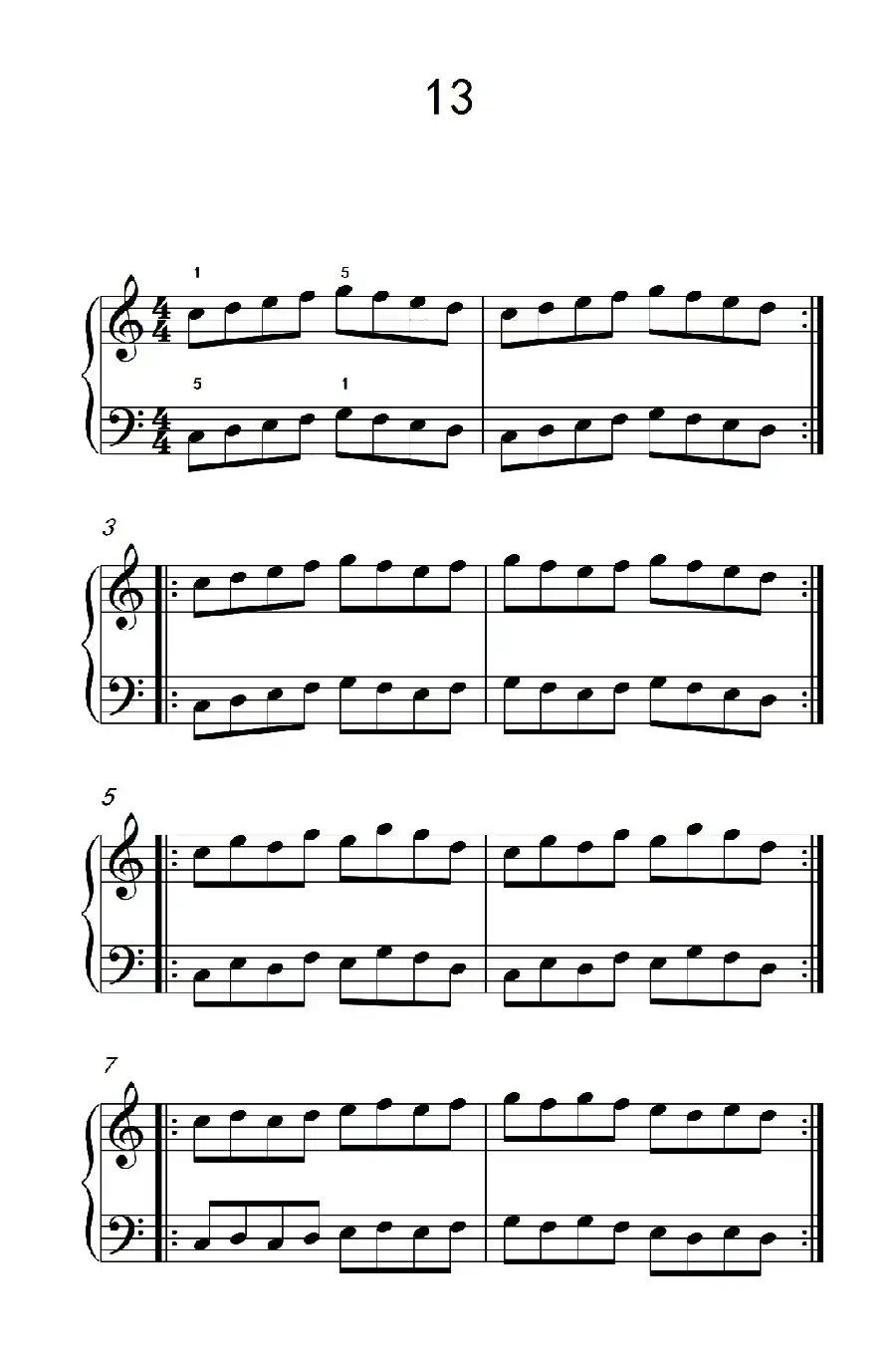 三.五组基本练习13(儿童钢琴手指练习 1)