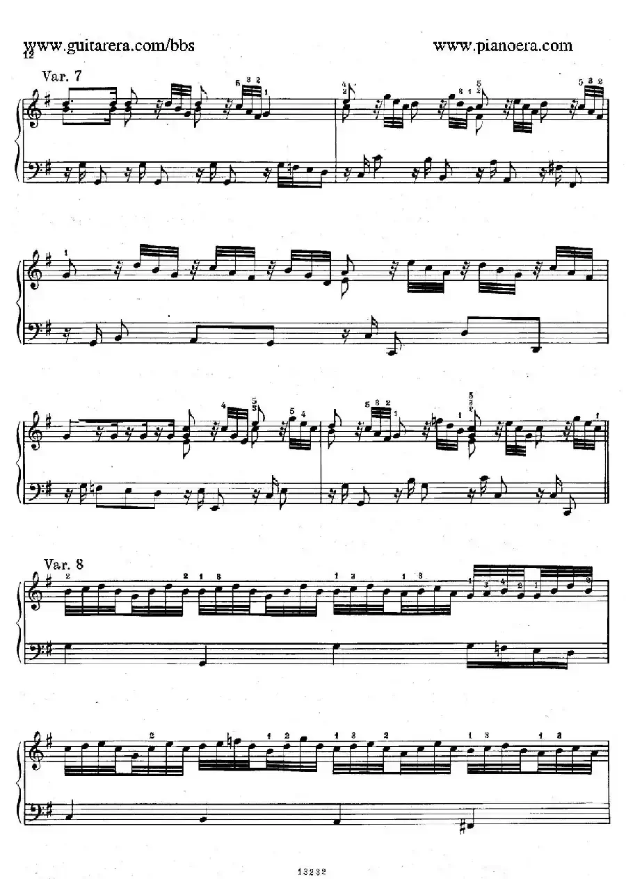 Variations on the Russian Song（俄国民歌主题变奏曲）
