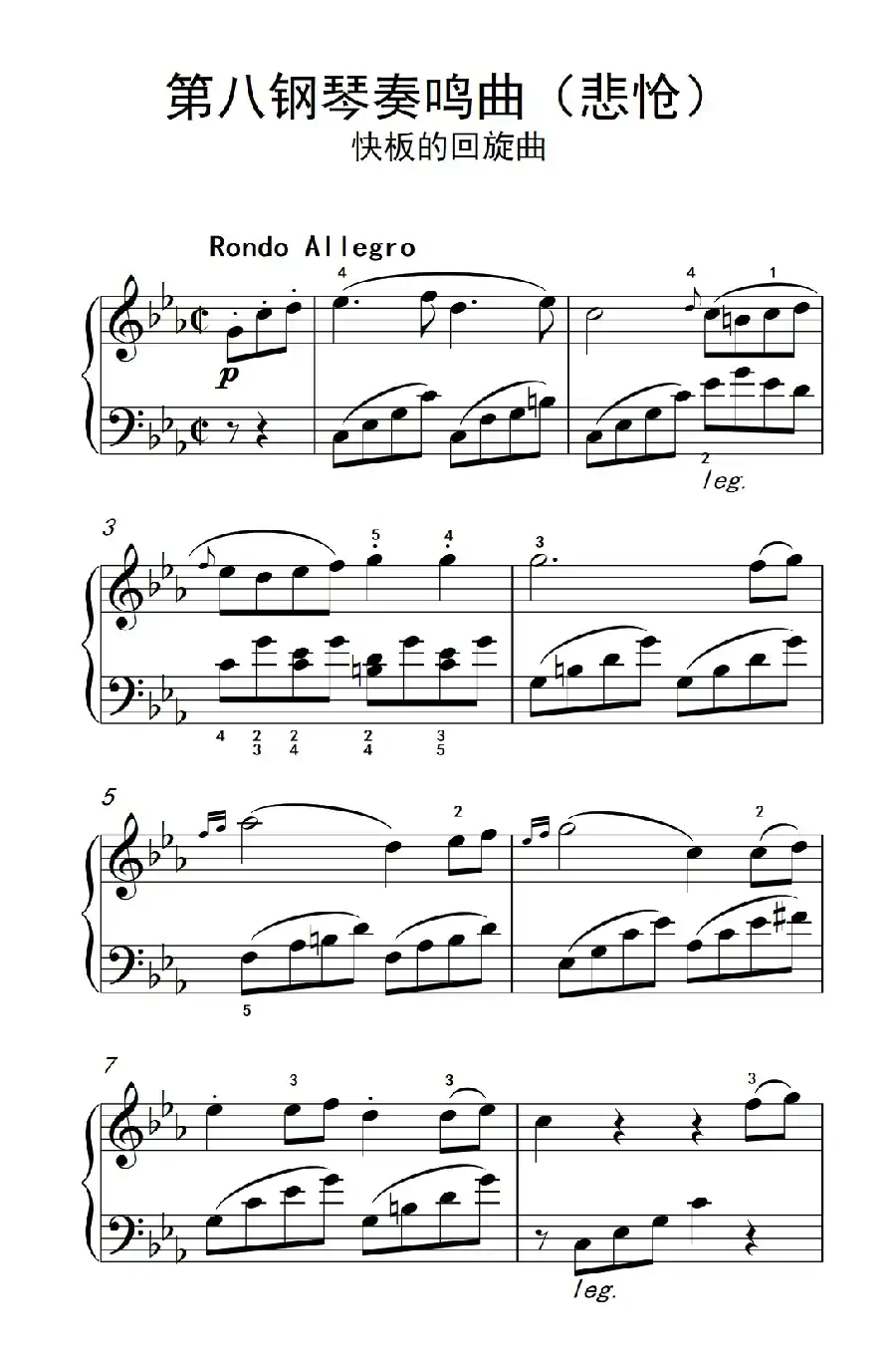 第八钢琴奏鸣曲（悲怆） 快板的回旋曲