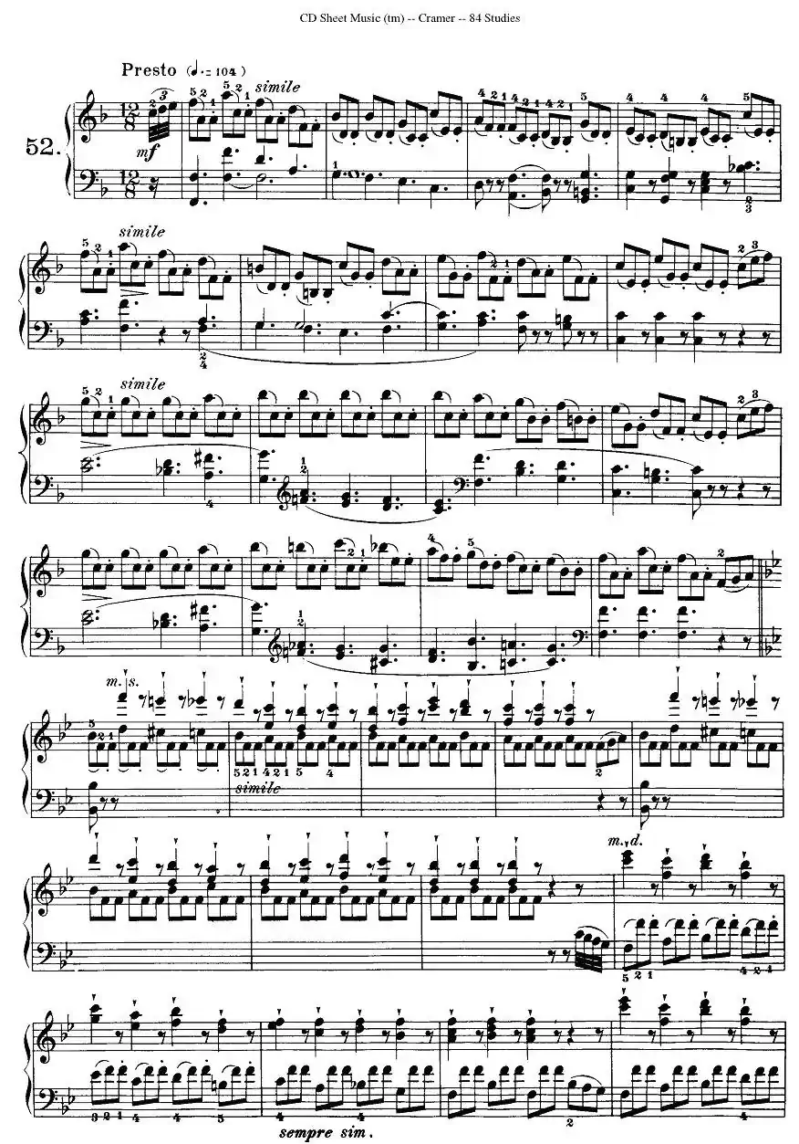 Cramer - 84 exercices（51—55）（克拉莫84首钢琴练习曲）