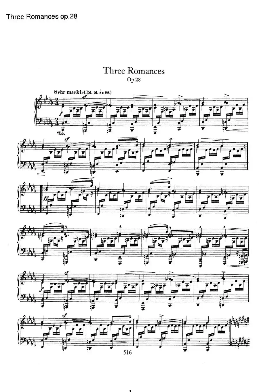 3 Romances Op.28（3首浪漫曲·Ⅰ）