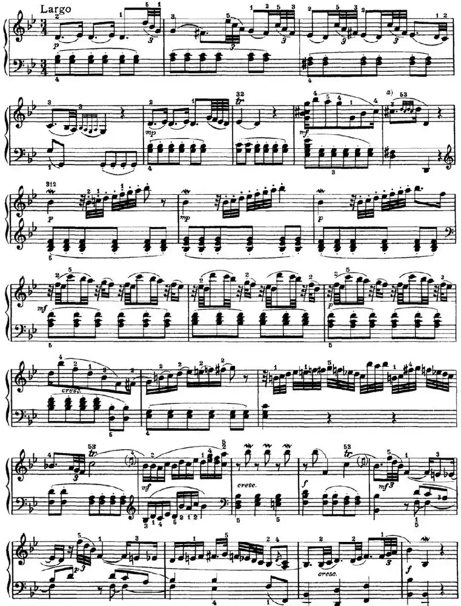 海顿 钢琴奏鸣曲 Hob XVI 2 Partita B-flat major