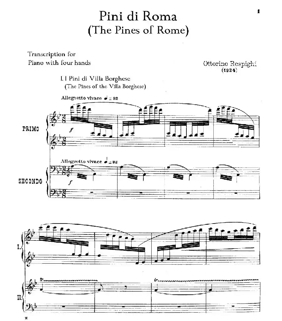 The Pines of Rome（交响诗《罗马的松树》·双钢琴）（第一部分：博尔盖塞别墅的松树）
