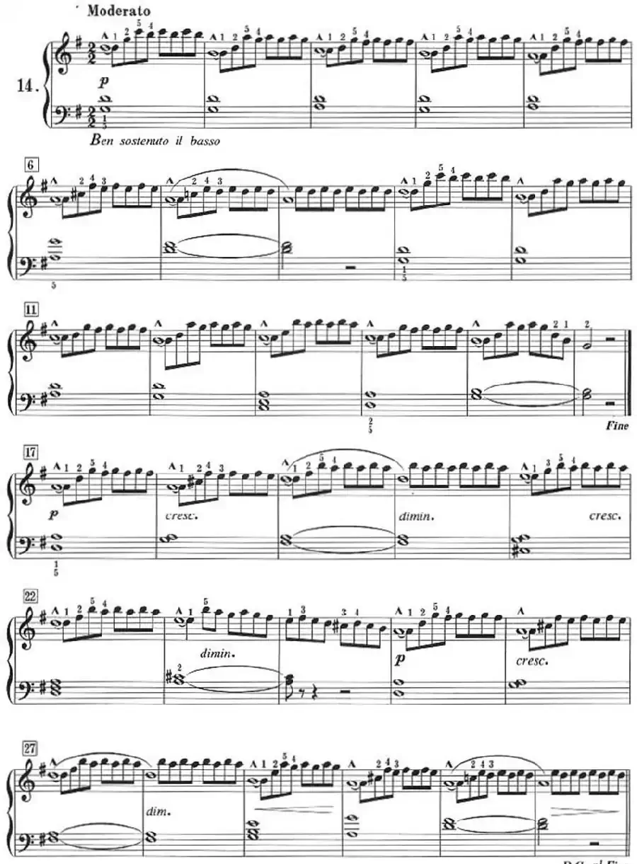 50首莱蒙钢琴练习曲 作品37（NO.14）