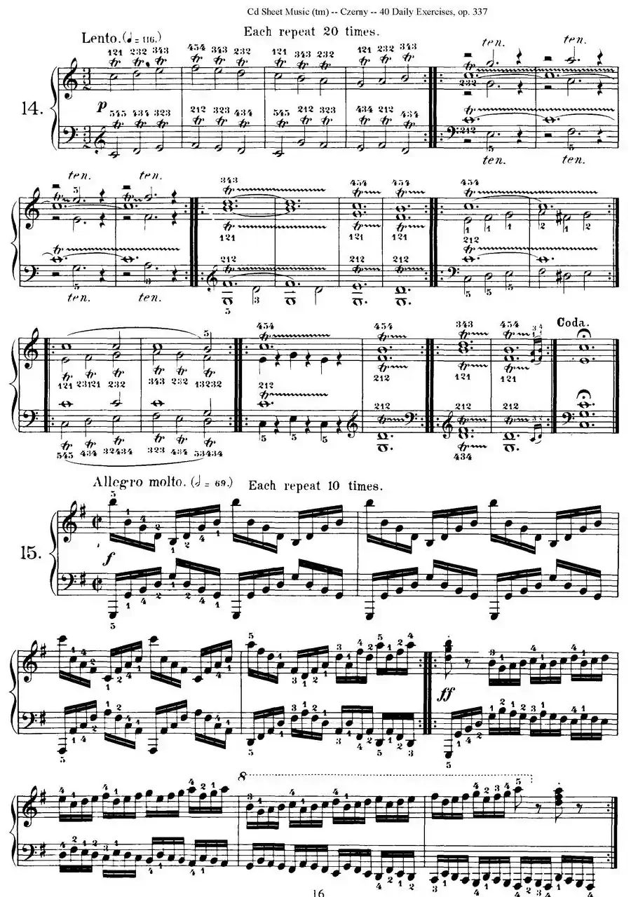 Czerny - 40 Daily Exerci Op.337（11—15）（40首日常训练曲）
