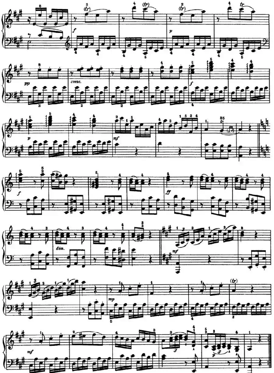 海顿 钢琴奏鸣曲 Hob XVI 5 Divertimento A major