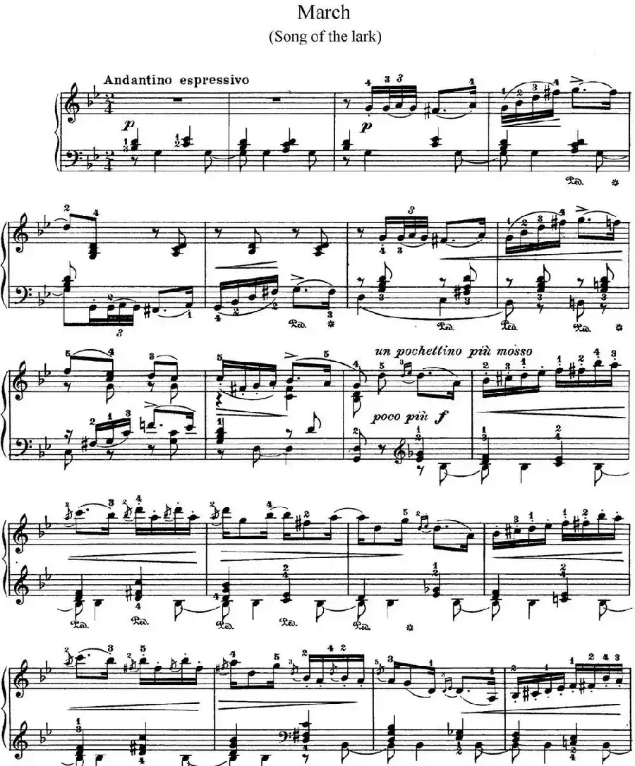 柴可夫斯基 四季 3月 云雀之歌 g小调 Song of the Lark G minor